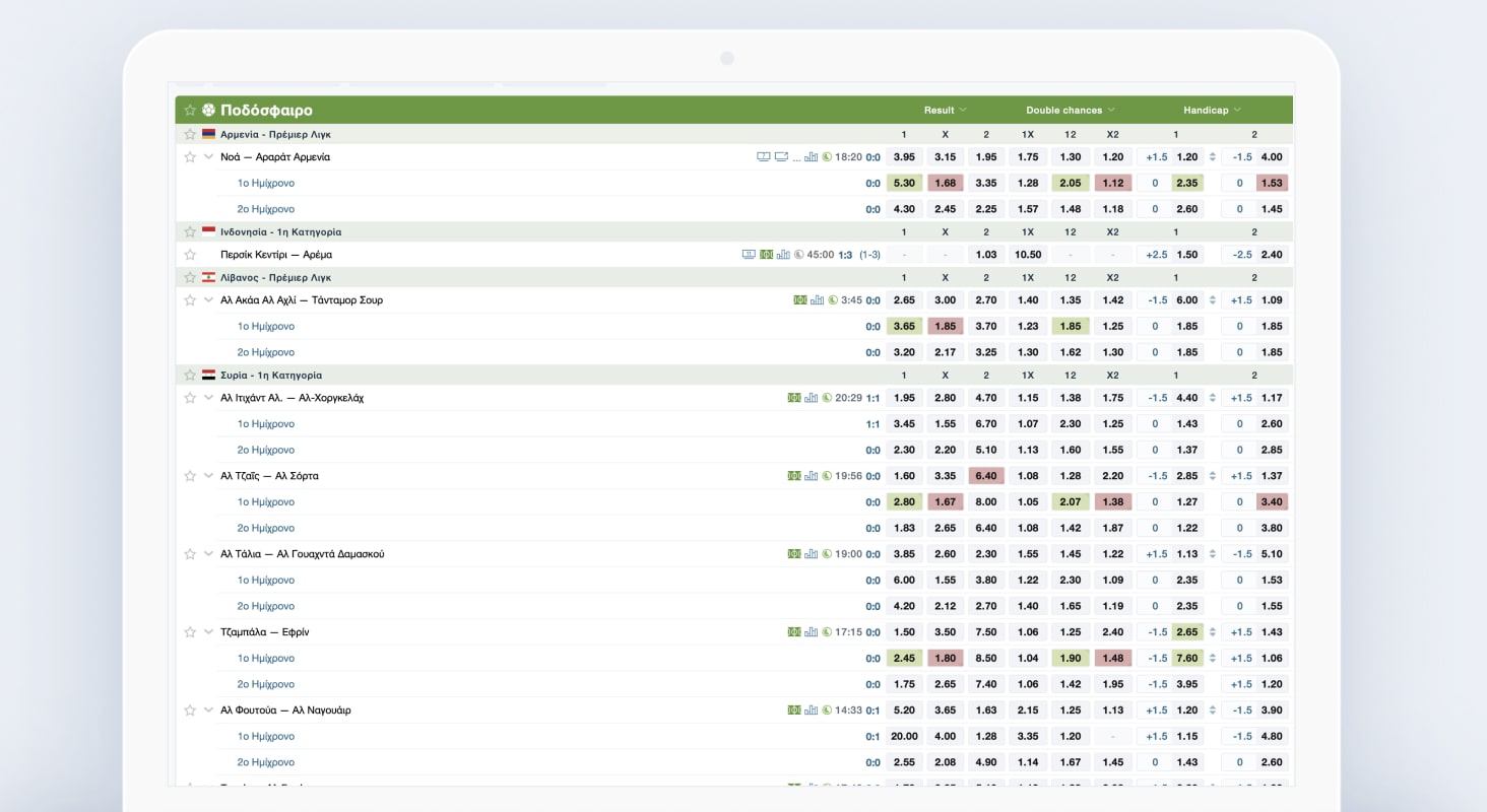Live bets in Fonbet